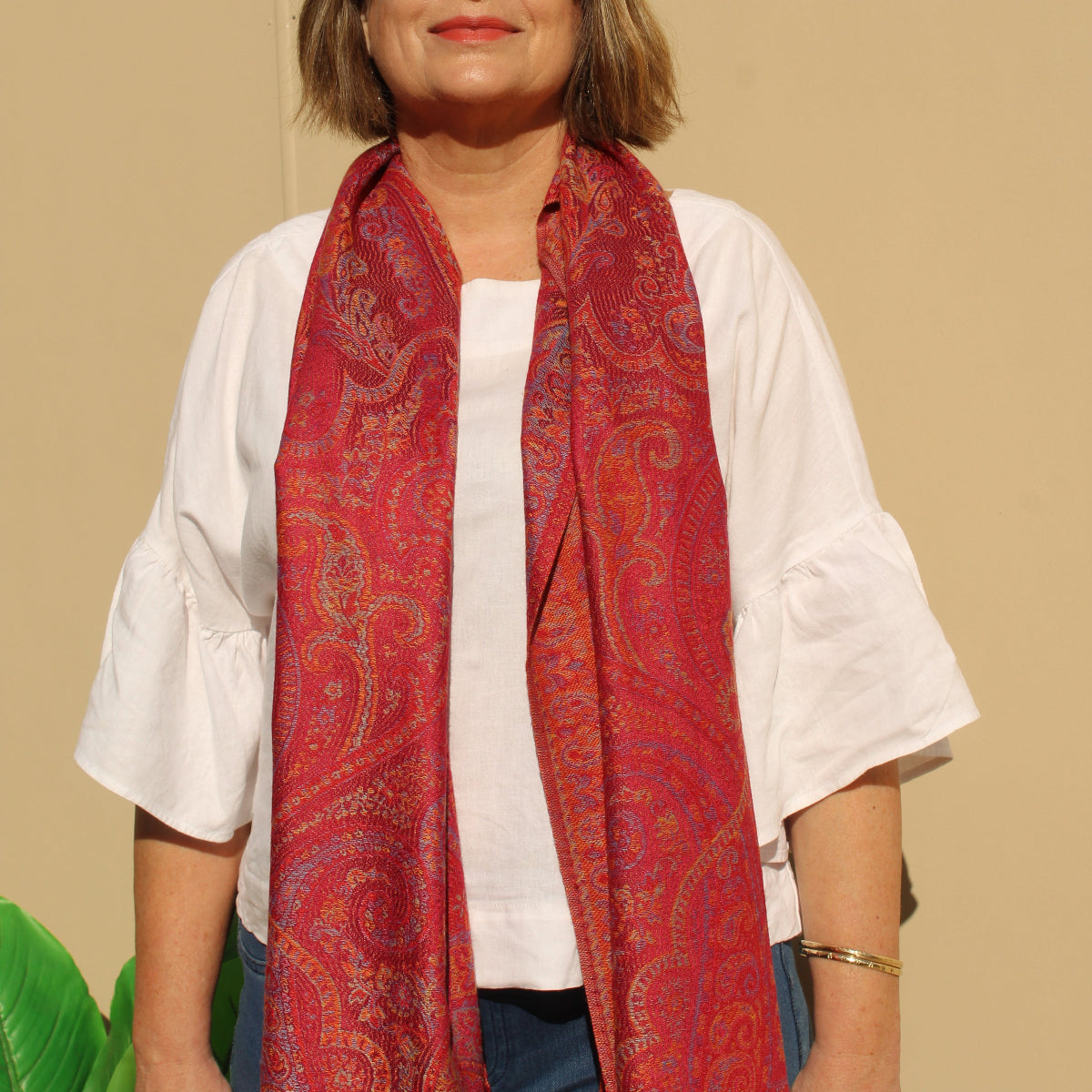 Red Marrakesh Pashmina Style Wrap
