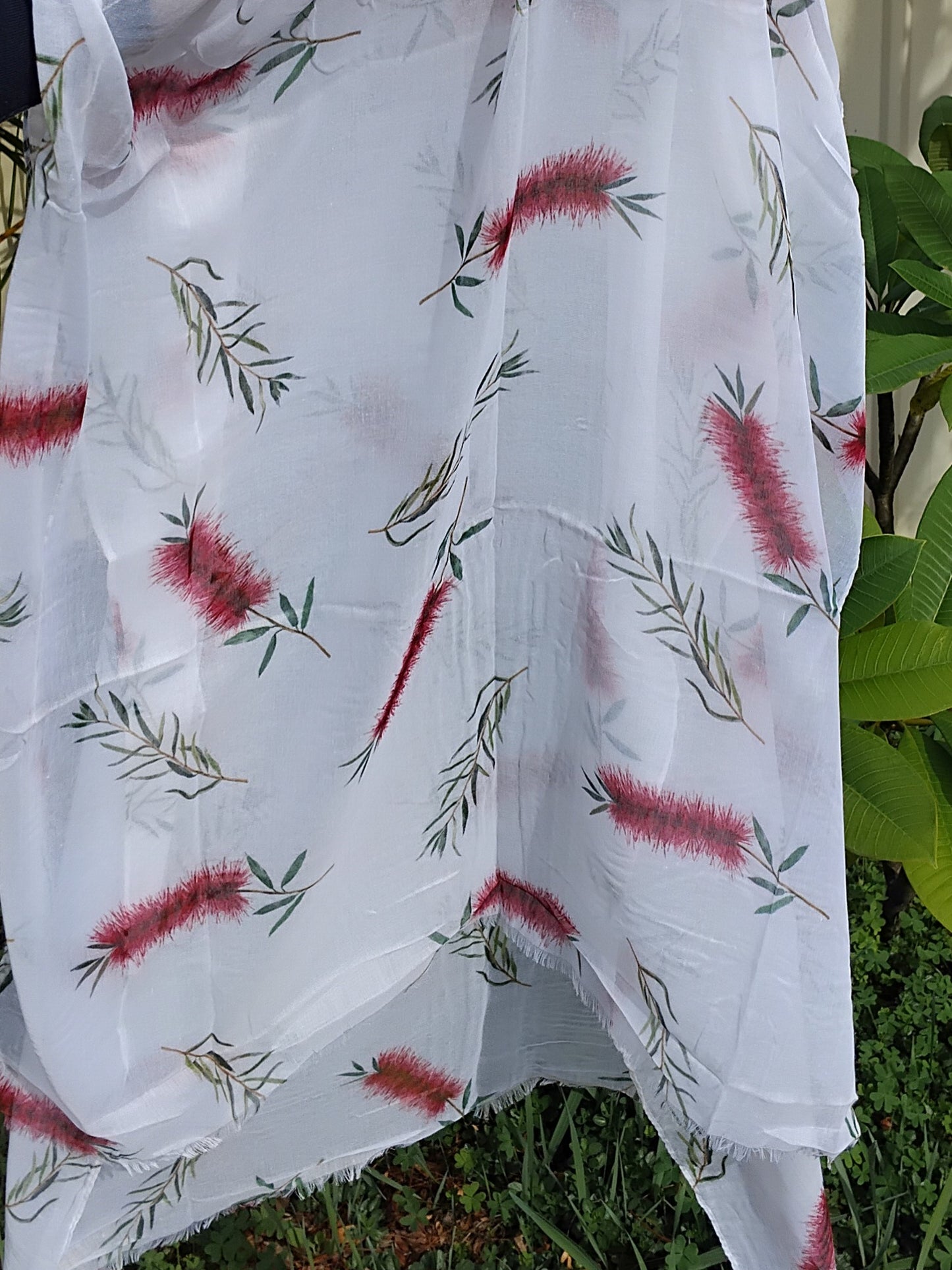 Australian Red Bottlebrush Floral Scarf