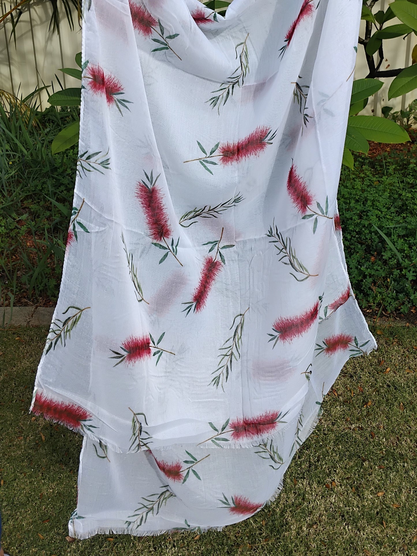 Australian Red Bottlebrush Floral Scarf