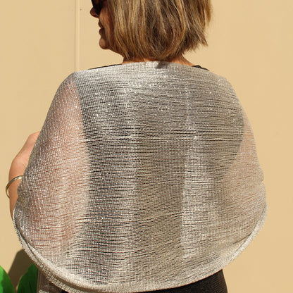 Silver Glitter Evening Shawl Wrap
