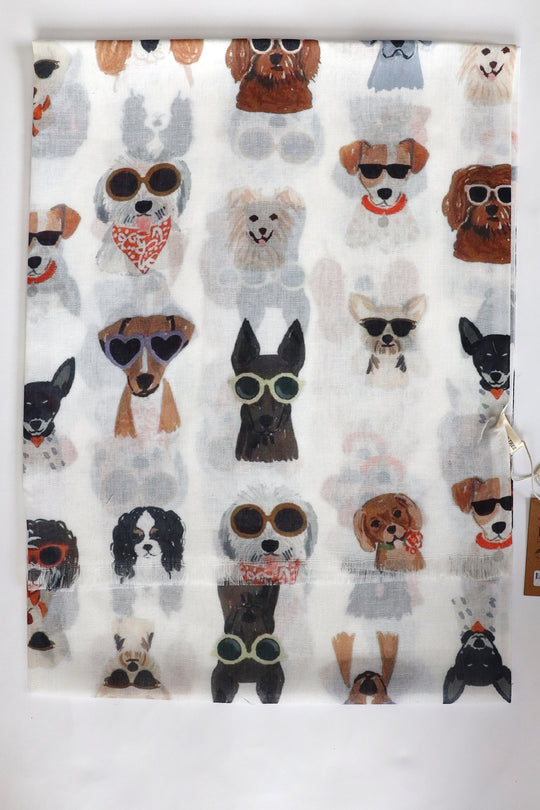 White Dog Pattern Scarf