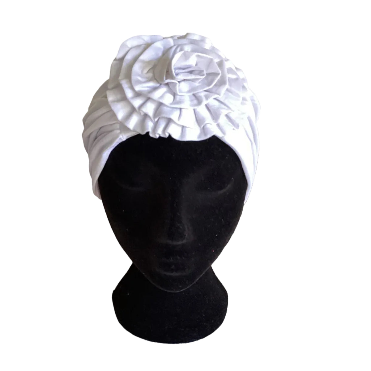white hair turban on a head mannequin